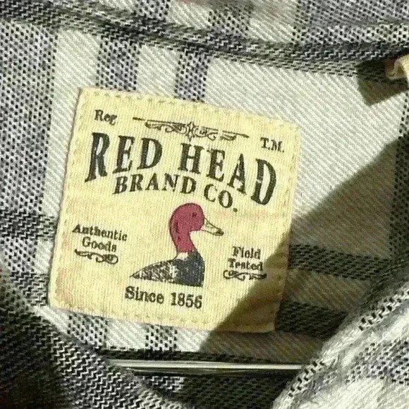 RED HEAD Men's Size L Collar Button Down Long Sleeve Flannel Shirt 100% Cotton - Picture 8 of 8